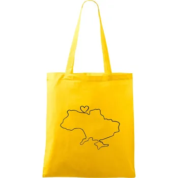 Mapa Ukrajiny - srdce - Taška bavlněná - 42 x 38 cm ( Žlutá )