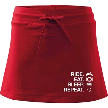 Dámská sukně Ride Eat Sleep Repeat moto skútr - Sportovní sukně - two in one - S ( Červená )