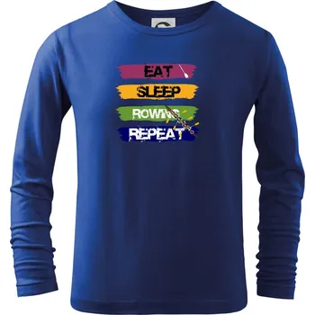 Chlapecké tričko Eat sleep rowing repeat barevné - Triko dětské Long Sleeve - 122 cm/6 let ( Královská modrá )