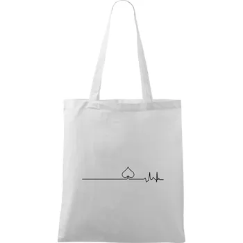 Poker EKG listy piky - Taška bavlněná - 42 x 38 cm ( Bílá )