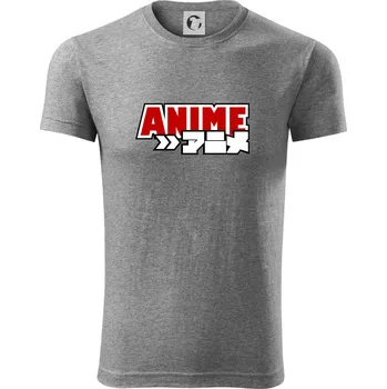 Anime nápis červený - Viper FIT - Pánské zůžené tričko - XL ( Tmavě šedý melír )