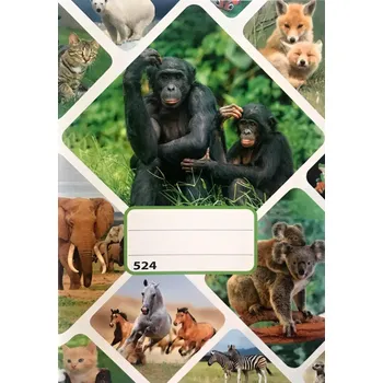 Sešit sešit 524, A5, 20 listů, linkovaný 8 mm, motiv zvířata