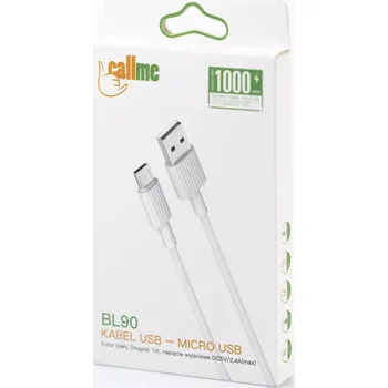 Datový kabel Kabel Callme BL90 USB-A - micro USB 1m bílý