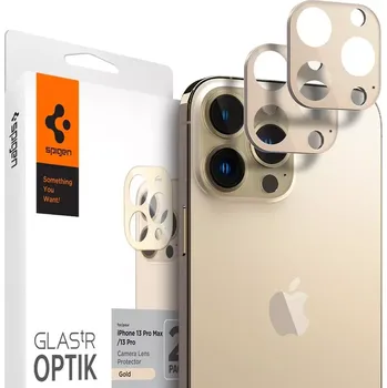 Ochranné tvrzené sklo na kameru / fotoaparát Spigen GLAStR OPTIK iPhone 13 Pro [2 Pack] - Gold