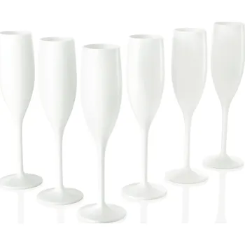 Sklenice ERNESTO® Sada plastových sklenic, 6dílná (sklenice na šampaňské, bílá)