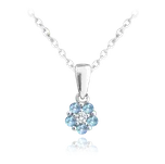 1989 MINET Stříbrný náhrdelník KYTIČKA se světle modrými zirkony Délka: 38