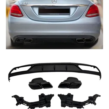 Tuning PROTEC Zadní difuzor s dvojitými černými koncovkami výfuku pro Mercedes C-Class W205 (standardní výbava)