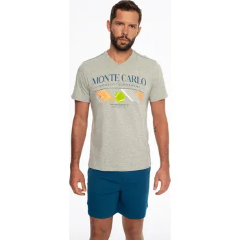 Pánské pyžamo Henderson pyžamo pánské 41281 Court - šedá, XL (Pánské pyžamo s krátkým rukávem Henderson)