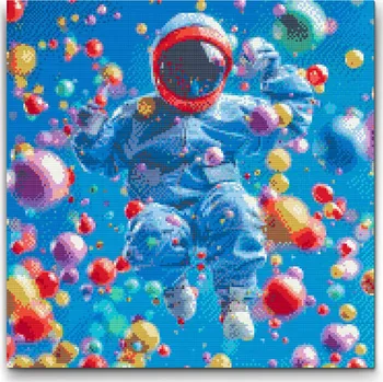 Diamantové malování Diamantové malování - Abstraktní astronaut Velikost: 50x50cm, Rámování: Pouze srolované plátno, Diamanty: Čtvercové