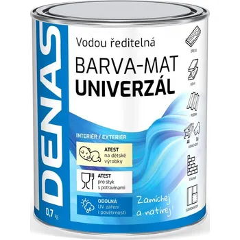 barva na kov Barva na sklo, obklady, umakart DENAS UNIVERSAL MAT + aditivum - 0,7 kg - 0111 šedá