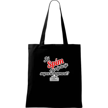 Nákupní taška Já spím - tvoje superschopnost? šikmý nápis - Taška bavlněná - 42 x 38 cm ( Černá )