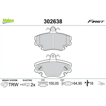Brzdová destička Sada brzdových destiček, kotoučová brzda VALEO 302638