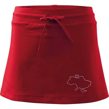 Dámská sukně Mapa Ukrajiny - srdce - Sportovní sukně - two in one - S ( Červená )