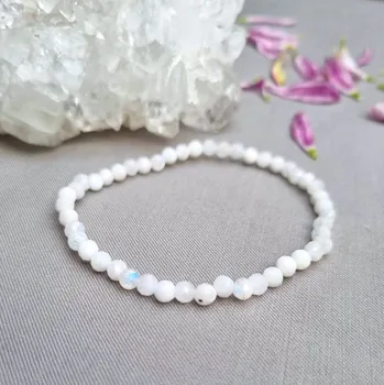 Náramek Náramek z minerálních korálků - měsíční kámen AUTORSKÁ TVORBA ŠPERKŮ Z MINERÁLŮ