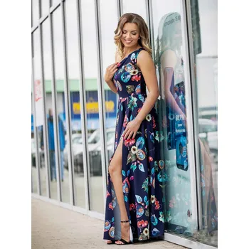 Dámské šaty Dámské MAXI šaty VS-SA 1864 květinový vzor, VELIKOST XS