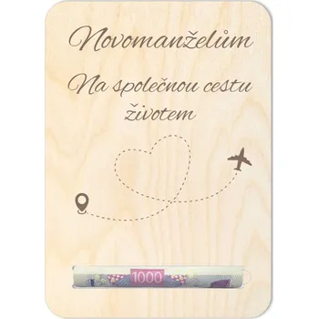 Dárková krabička Dárková karta na peníze - Novomanželům na společnou cestu