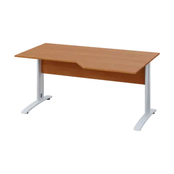 Psací stůl EZK 18 - 166 stůl kancelářský, rohový, pravý, kovová podnož bílá, deska 18 mm, široký 1600 mm, olše jantar