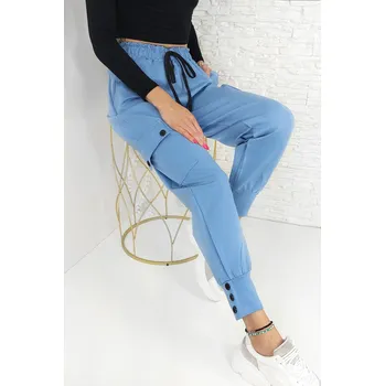 Dámské kalhoty Moda Italia Dámské modré kapsáče MA-2419L.BL Velikost: XS-L