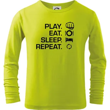 Dětská móda MMA eat sleep repeat - Triko dětské Long Sleeve - 122 cm/6 let ( Limetková )