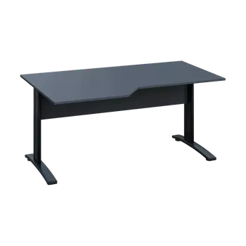 Psací stůl EZK 18 - 166 stůl kancelářský, rohový, levý, kovová podnož černá, deska 18 mm, široký 1600 mm, antracit