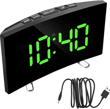 Hodiny Digitální stolní hodiny s velkými číslicemi a LED displejem - Zelená