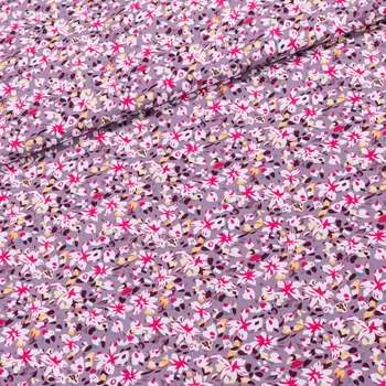 Šatovka viskózová 3136 D, červené a žluté květiny na šedo-fialové, š.145cm (látka v metráži)