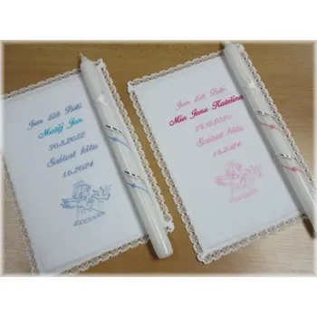 rouška Křestní 1 sada 2D rouška, svíce vzor 12