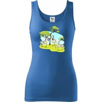 Dámské tričko Zebry pod stromem - Dámské tílko - M ( Azurově modrá )