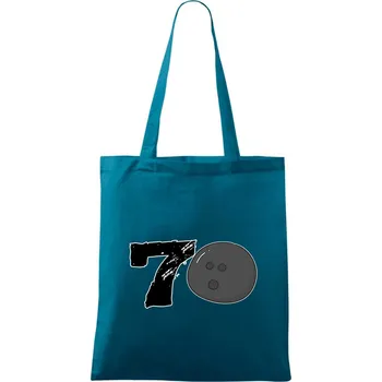 Nákupní taška Bowling kulaté narozeniny 70 - Taška bavlněná - 42 x 38 cm ( Petrolejová )