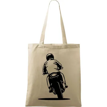 Nákupní taška Motorkář na zádech - silnice - Taška bavlněná - 42 x 38 cm ( Naturální )
