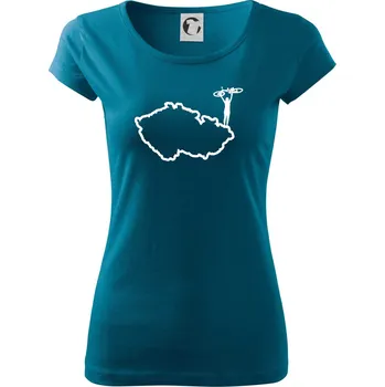 Dámské oblečení Cyklistka - Mapa ČR - Dámské triko Pure - M ( Petrolejová )