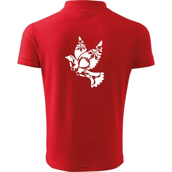 Pánská košile Ptáček vzorovaný - Polokošile pánská Pique Polo 203 - 5XL ( Červená )