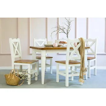 Jídelní stůl Rustikální jídelní stůl WHITE HOME MES03 SKLADEM Barevné provedení: Bílá patina K03 - světlý vosk K01, Rozměr stolu: 120 x 80 cm A