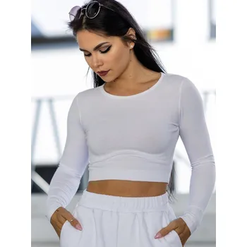 Dámské tričko Bavlněný CROP TOP VSB AMI - bílý/černý, VELIKOST L