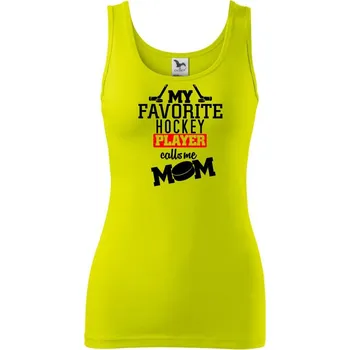 Dámské tričko My favorite hockey player calls me DAD / MOM - Dámské tílko - L ( Limetková )