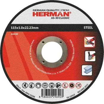 Řezný kotouč Řezný kotouč HERMAN AS-30 Classic | na ocel | bez prolisu | TYP 41 115x1,0x22,23mm