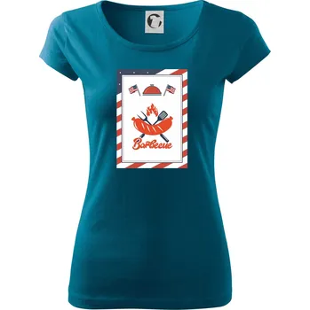 Dámské tričko USA BBQ POSTER - Dámské triko Pure - XS ( Petrolejová )