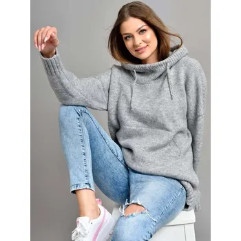 Dámský svetr Dámský prodloužený svetr BUENO grey , VELIKOST UNI ( S, M , L )