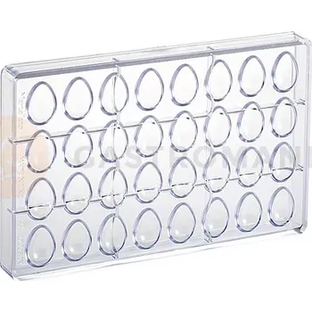 Čokoládová tyčinka Polykarbonátová forma na polovinu čokoládového vejce- 32ks x 7g, 22x32 mm - 20U032N | MARTELLATO, Half Egg Moulds