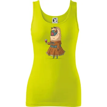 Dámské tričko Alpaka s vínem žena - Dámské tílko - M ( Limetková )