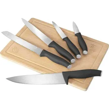 Kuchyňský nůž BERLINGERHAUS Sada nožů s prkénkem 6 ks Antracit Collection BH-2961