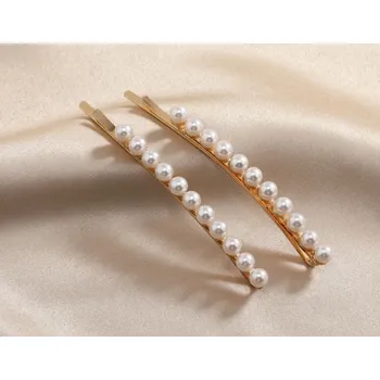 B-TOP Sada dlouhých perlových sponek do vlasů 2 ks Druh barvy: Bílá