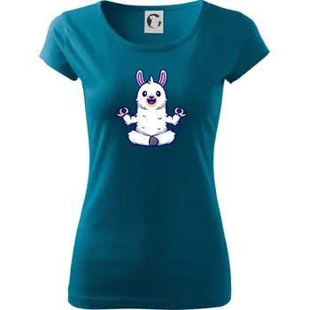 Dámské tričko Yoga meditace - lama - Dámské triko Pure - XS ( Petrolejová )