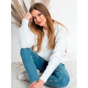 Dámský svetr Stylový pletený svetr ELIF v bílé barvě, VELIKOST UNI ( S, M , L )
