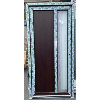 Vchodové dveře SOFT vchodové plastové dveře FLORIDA 98x200 cm tmavý dub/bílá