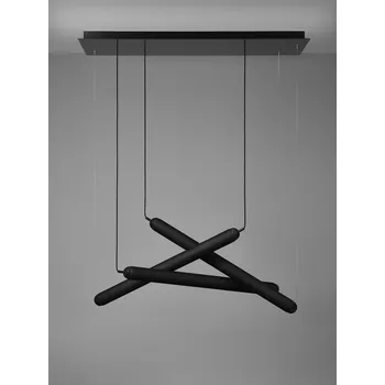 Brokis Závěsné svítidlo Puro Eclectic rectangular set 1000, PC1115 Povrch Montury: kov - černý matný komaxit, Barva skla: Triplex opál, Povrchová úprava baldachýnu: kov - černý matný komaxit (CCSC619)