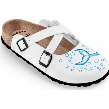 Dámská zdravotní obuv Pantofle korkové FORcare 101058 bílá potisk delfín 40