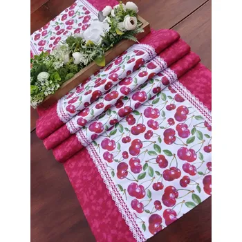 ubrus Běhoun - třešně v kombinaci s malinovým mramorem