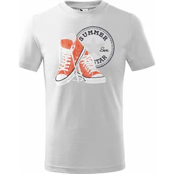 Chlapecké oblečení ON-DESIGN Tričko pánské/dětské TENISKY SUMMER Velikost: 134 cm/8 let, Barva: bílá