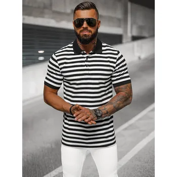 Pánské tričko Ozonee Pánské tričko s límečkem Doumbo bílo-černá M